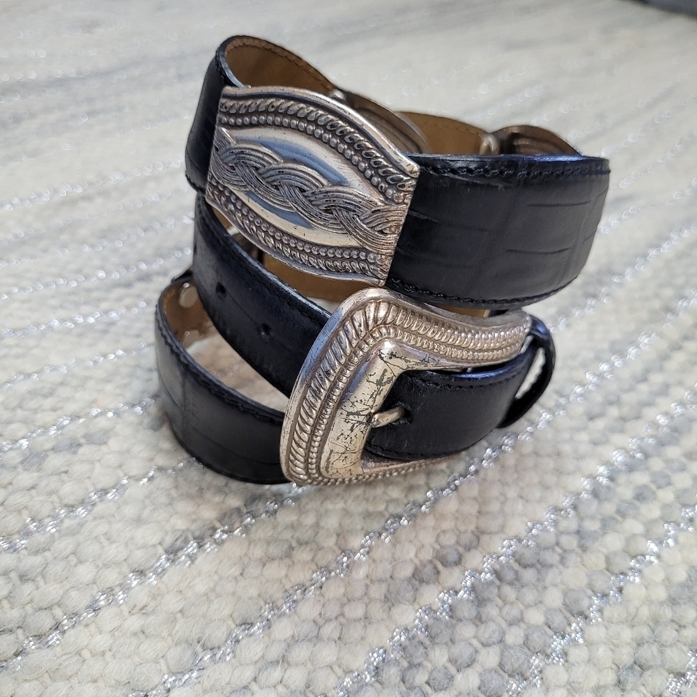 Fossil vintage leather & silver platted western belt - Picture 9 of 9